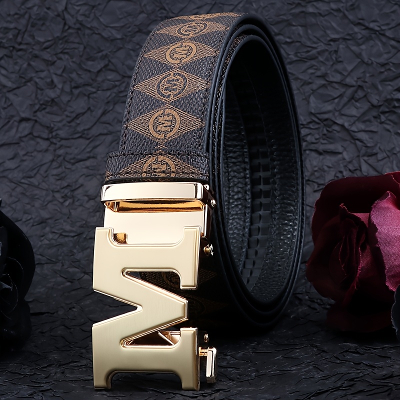 Minimalist Retro Men's Belt Alloy Buckle Printed Waistband